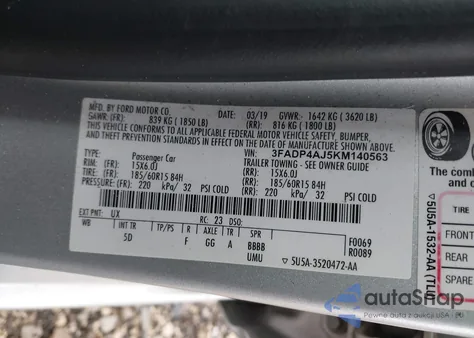 2019 Ford Fiesta S from USA, damaged, VIN 3FADP4AJ5KM140563